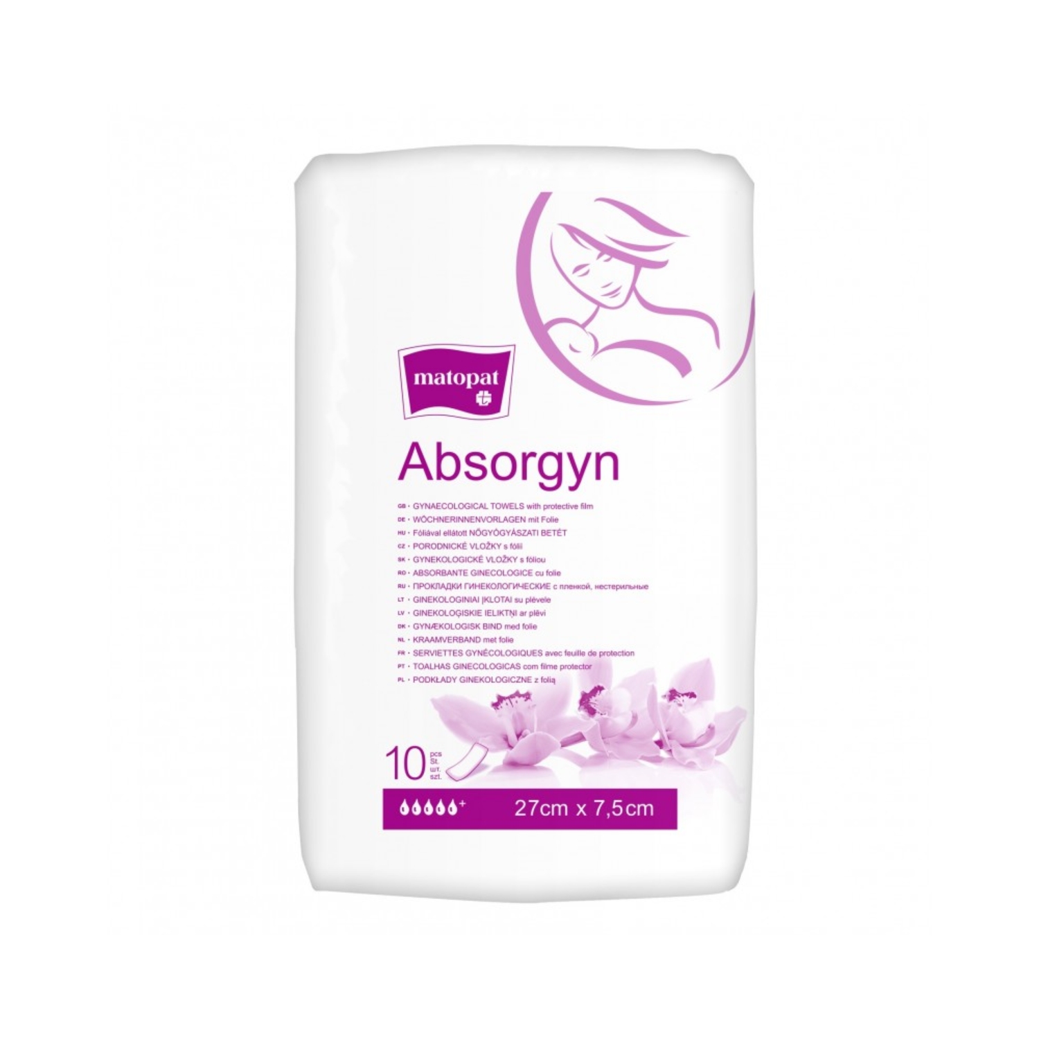 Absorgyn - podkłady ginekologiczne jednorazowe 27x7,5 cm, niejałowe, 10 sztuk