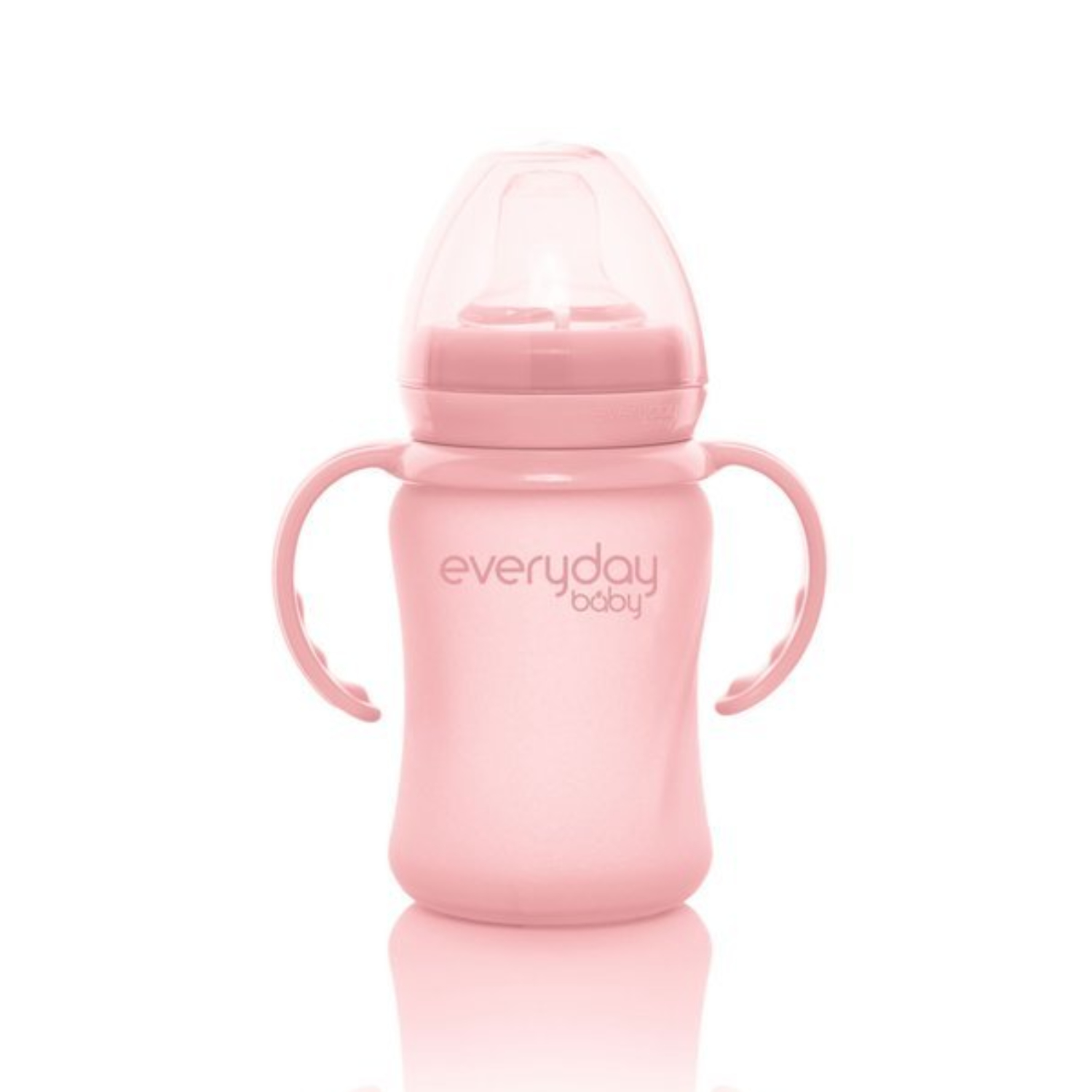 Everyday baby - szklana butelka z ustnikiem niekapkiem i rączkami, różowa, 150 ml, 1 sztuka