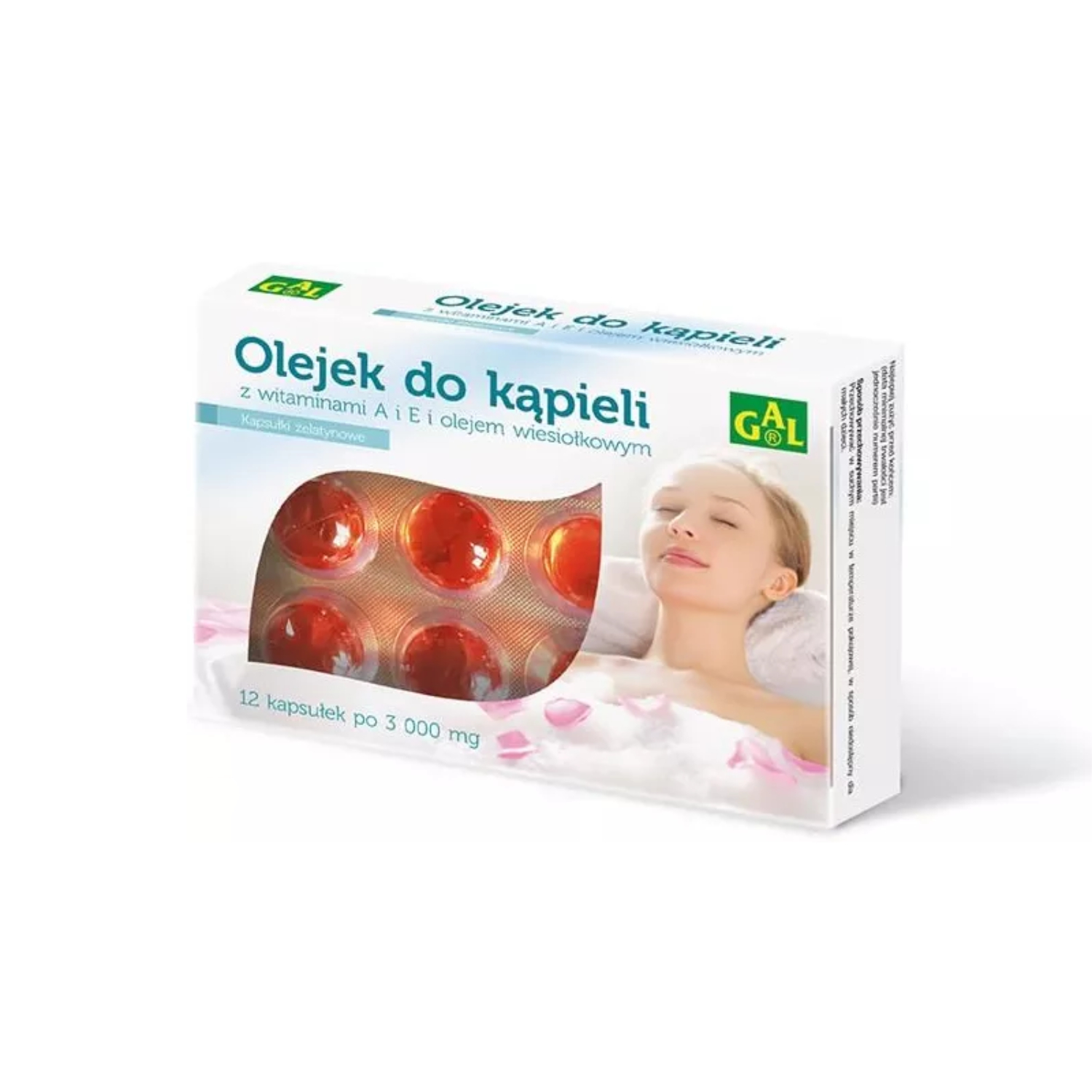 Gal - olejek do kąpieli z wiesiołka, regeneracja suchej i podrażnionej skóry, 12 kapsułek