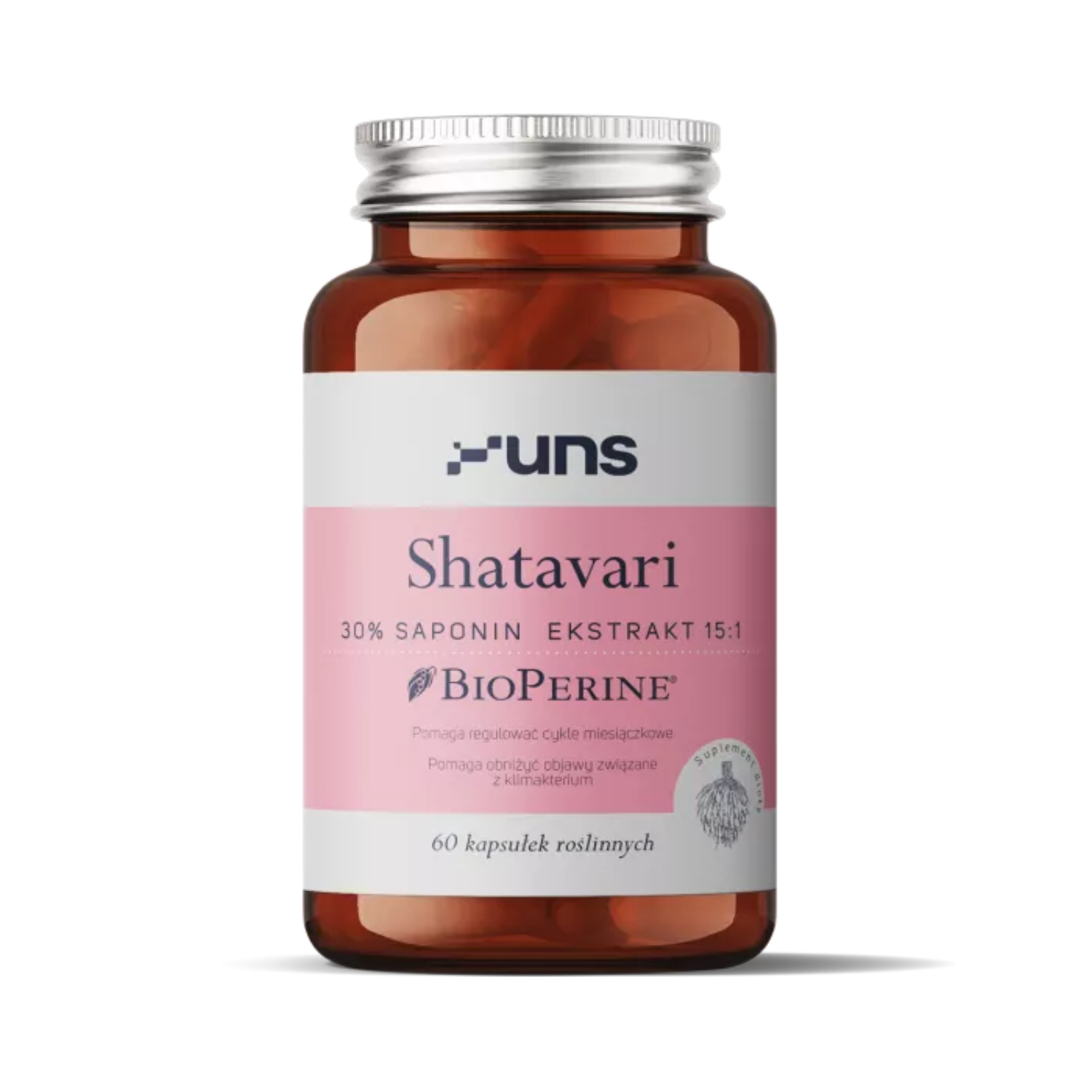 Uns shatavari + bioperine, 60 kapsułek