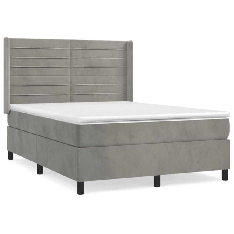 Łóżko kontynentalne WaszeMeble 140x190 cm jasnoszare WM-3132735 1 szt.