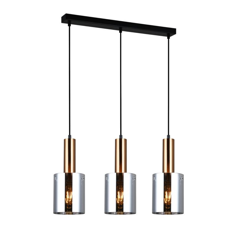 Lampa sufitowa wisząca Italux Sardo 1195 mosiężno-chromowana-czarna nowoczesna 3xE27 x 1 szt.