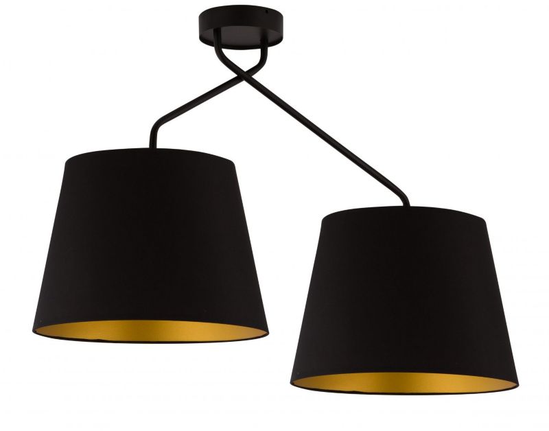 Lampa sufitowa wisząca Sigma Lighting Lizbona 3995 czarno-miedziana dekoracyjna 2xE27 x 1 szt.
