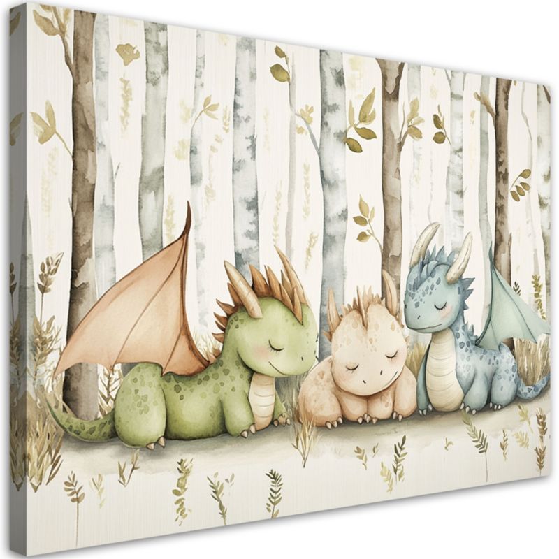 Obraz do pokoju dziecka Feeby Małe Smoki Zwierzęta w lesie 120x80cm 1szt