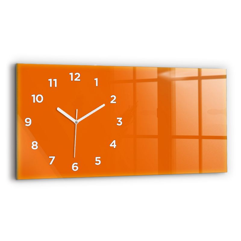 Zegar z białymi wskazówkami Wallfluent 60x30 cm Kolor pomarańczowy Szklany 1 szt.