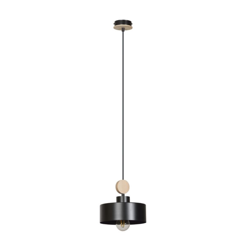 Lampa sufitowa Emibig Tuniso czarna-jasne drewno wym: 100 x 20 x 20 cm 1xE27 x 15W 1 szt.