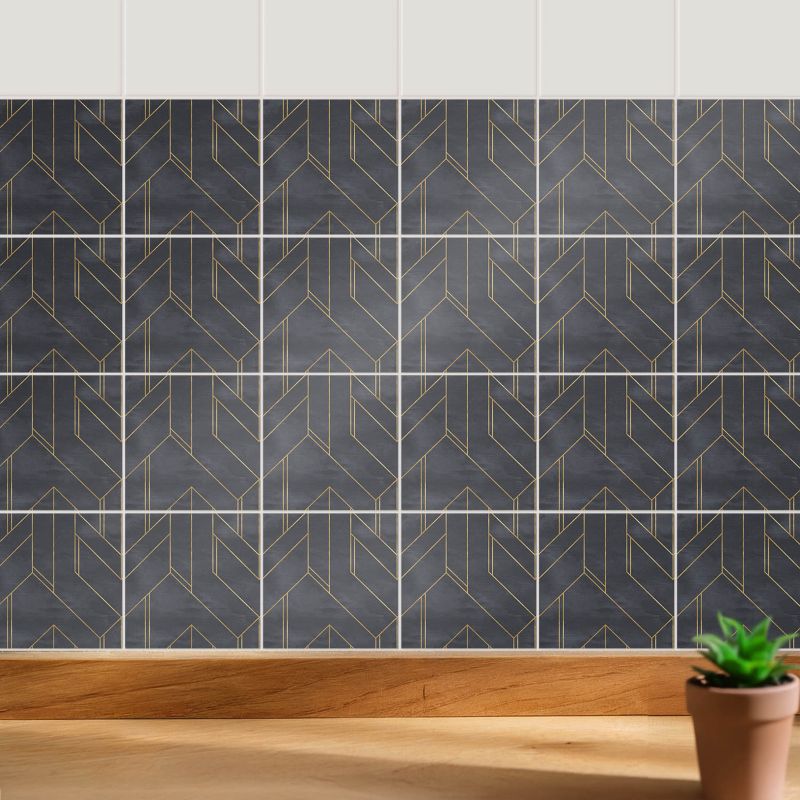 Naklejki dekoracyjne na ścianę Wallfluent 10x10 cm Geometria w zygzaki do kuchni i łazienki 24 szt.