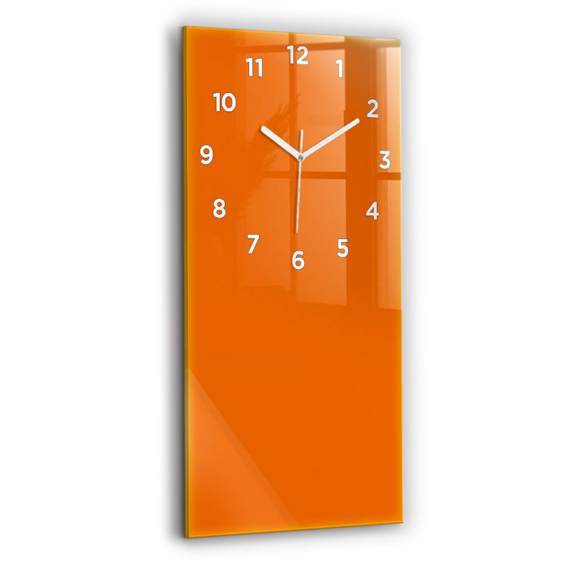 Zegar z białymi wskazówkami Wallfluent 30x60 cm Kolor pomarańczowy Szklany 1 szt.