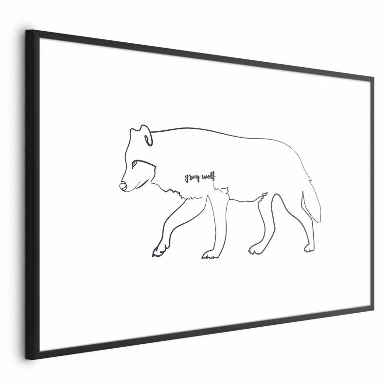 Plakat Artgeist Wilk 90x60 cm z ramą czarną z marginesem 1 szt