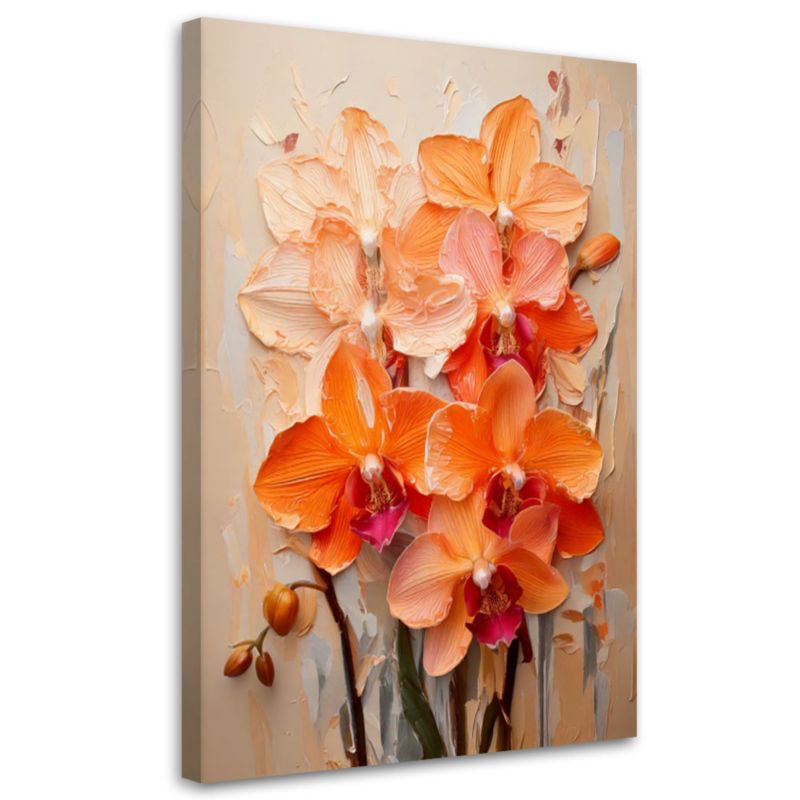 Obraz do salonu Feeby Storczyki Pomarańczowe Impasto 70x100cm 1szt