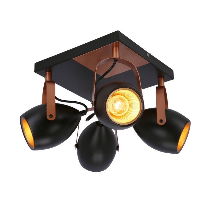 Lampa czarno-miedziana regulowana plafon E14 4x40W Anica