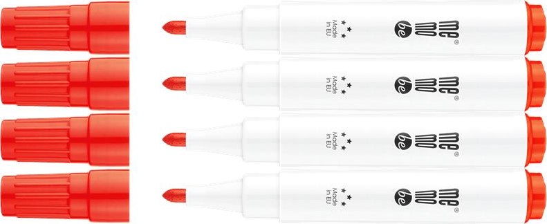 4x Marker suchościeralny/do flipchartów MemoBe MM350, okrągła, 1-3mm, czerwony