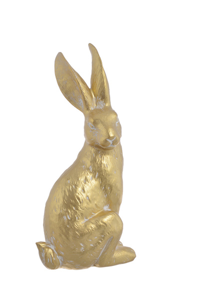 Figurka Zając złoty szczotkowany siedzący 29,5 cm