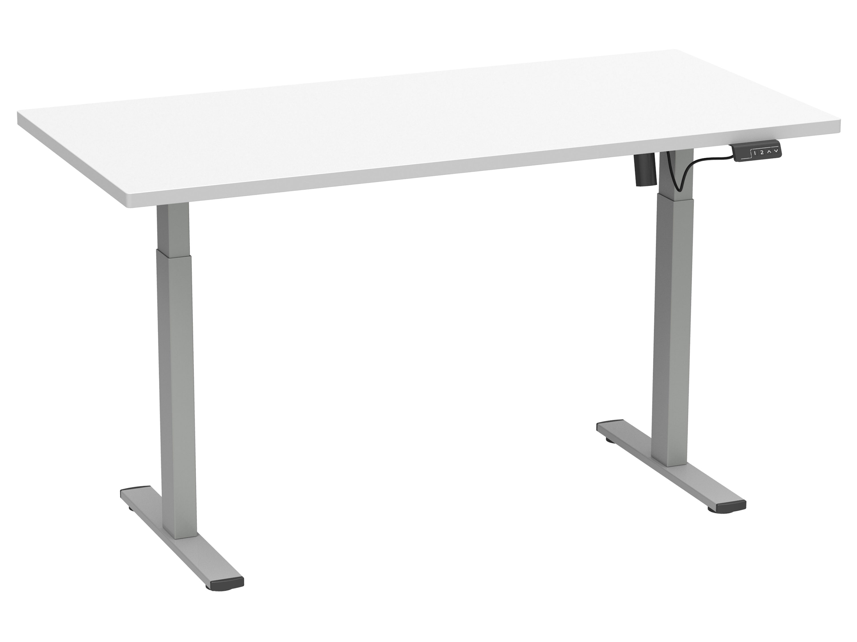 VCM Biurko E-Lona z regulacją wysokości Biały/ srebrny, 110 x 50 cm