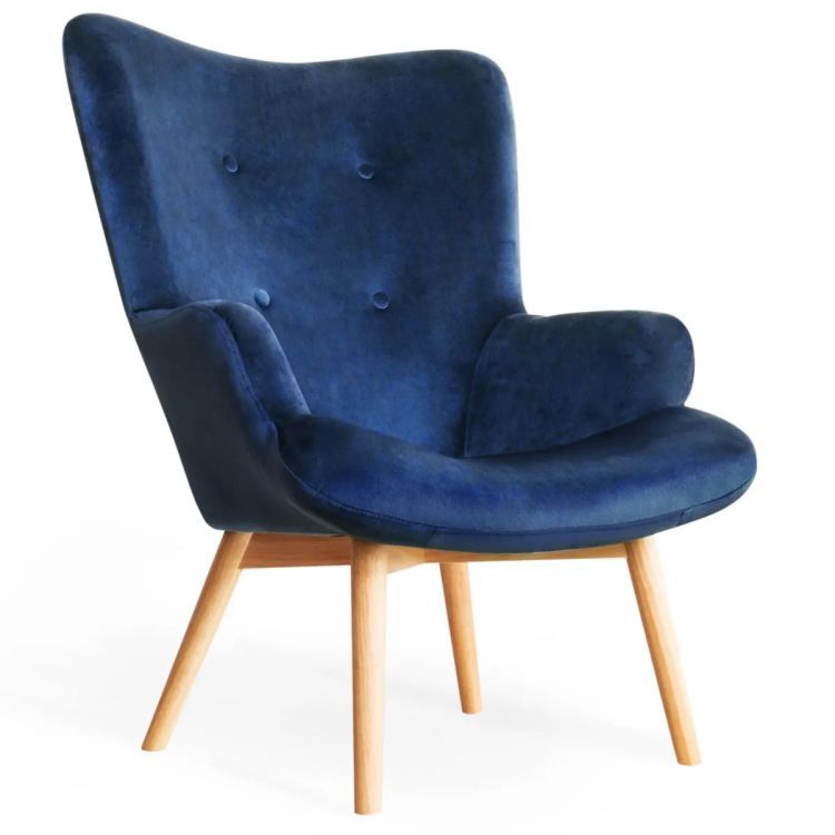 Fotel Homla tapicerowany MOSS VELVET granatowy 1 szt.