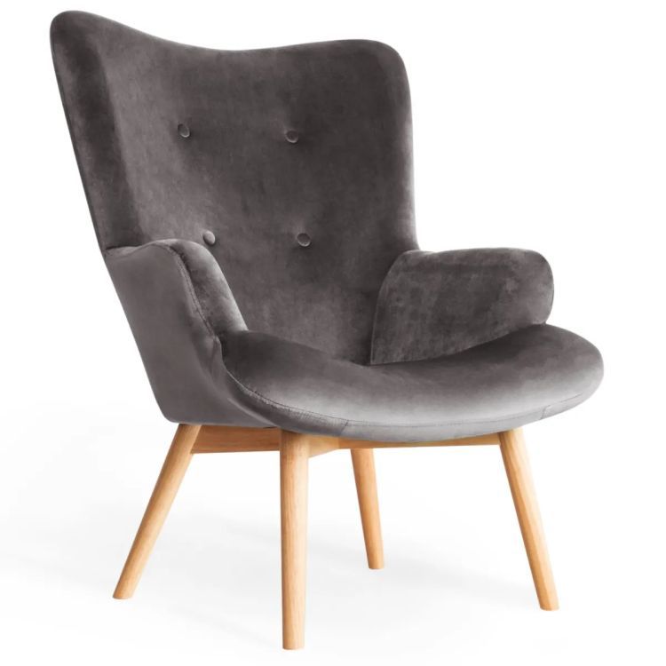 Fotel Homla tapicerowany MOSS VELVET szary 1 szt.