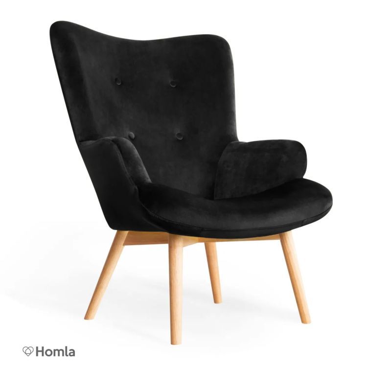 Fotel Homla tapicerowany MOSS VELVET czarny 1 szt.