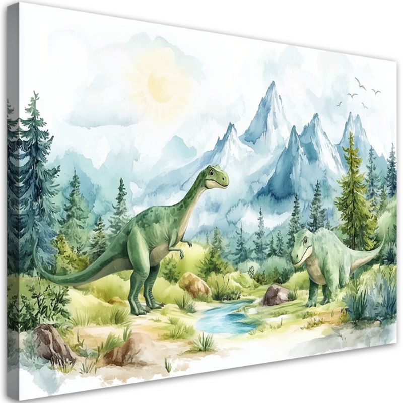 Obraz dla chłopca Feeby Dinozaury Prehistoryczne Gady Pejzaż Zielony 100x70cm 1szt