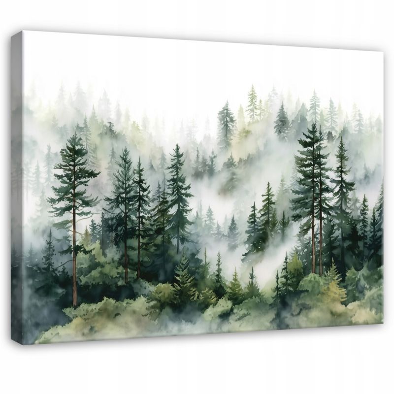 Obraz Las We Mgle Natura WALLARENA 60x40 cm Obraz Ścienny Do Sypialni Salonu Na Płótnie Canvas 1 szt.