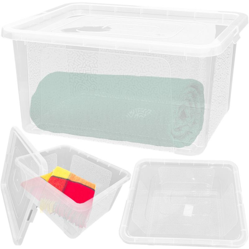 Pojemnik Plastikowy Z Pokrywą 40x33x20 cm, 20 L EDANTI Pudełko Do Przechowywania Przezroczyste 1 szt.