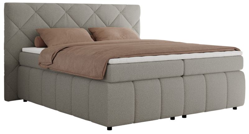 Łóżko kontynentalne MKS Meble RITA 160x200 H4 szary boucle 1szt.