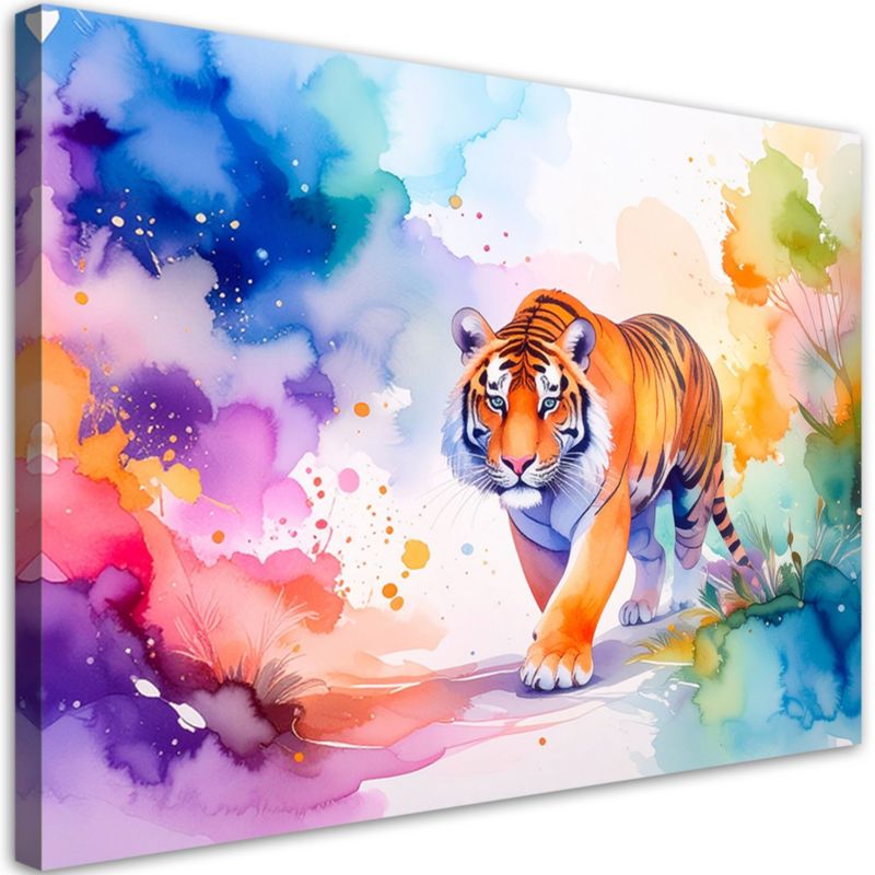 Obraz do pokoju dziecka Feeby Kolorowy Tygrys Safari Akwarela 60x40cm 1szt