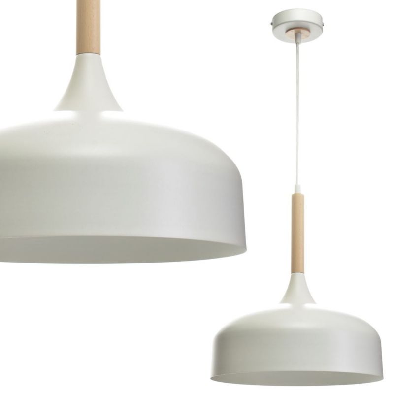 Lampa wisząca Milagro Taylor 2171 biała jasne drewno szerokość 30 cm 1xE27 x 60W 1 szt.