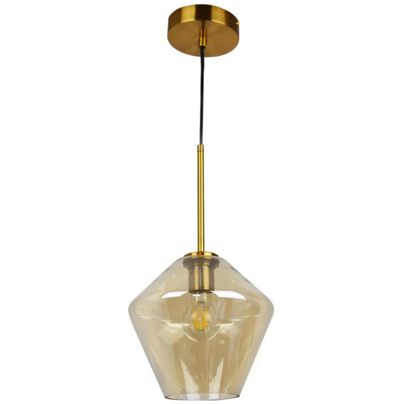 Lampa wisząca Polux Grea bursztynowo-złota wym: 120 x 23 x 23 cm 1xE27 x 20W 1 szt.