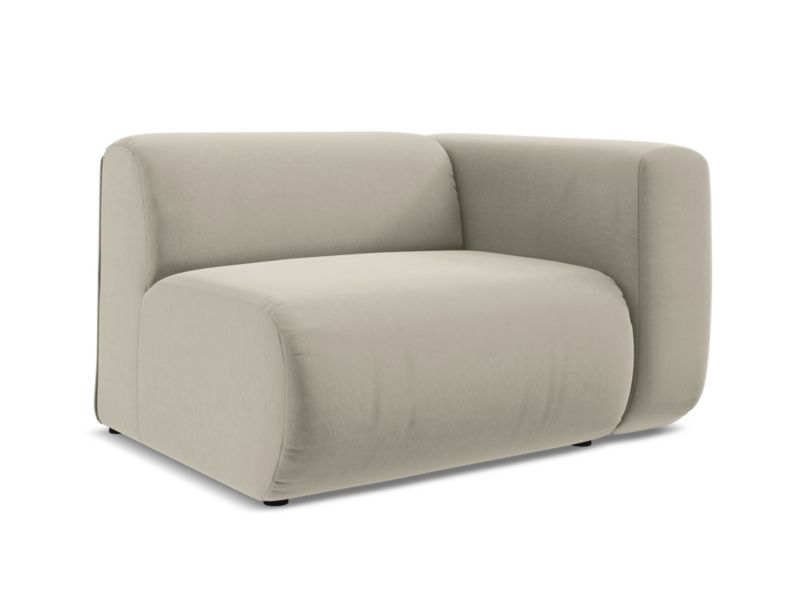 Moduł z podłokietnikiem prawy Makamii Ekahi z tkaniny welwetowej 114x89 cm perłowy 1 szt.