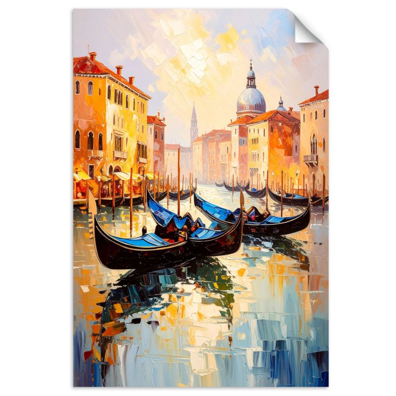 Plakaty samoprzylepne do salonu sypialni Feeby Wenecja Miasto Gondole Włochy 70x100cm 1szt