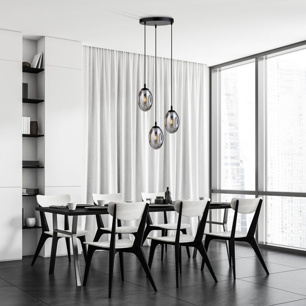 Emibig Astral lampa wisząca 3x10 W czarny/szkło grafitowe 1266/3PREM