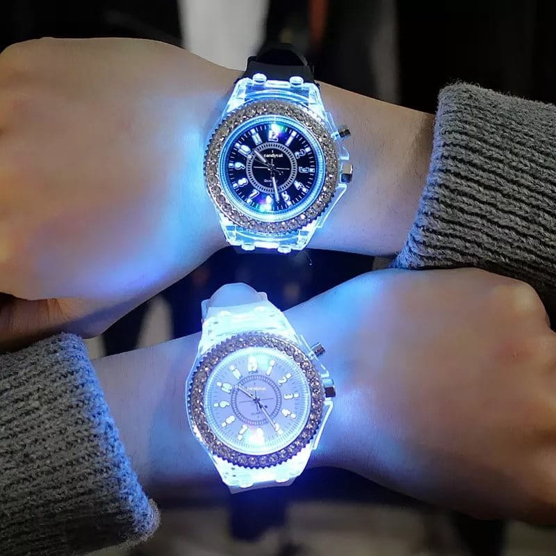 Zegarek LED z cyrkoniami czarny/biały Z049