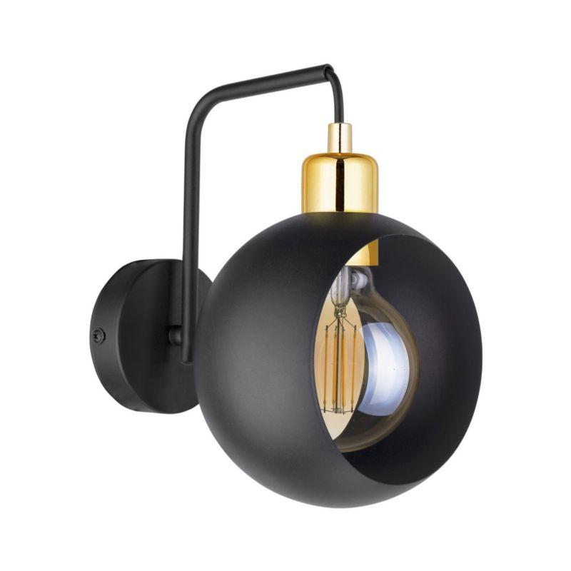 Kinkiet ścienny TK-Lighting Cyklop czarny-mosiądz-złoty 1 x E27 x IP20 wym: 26 x 17 x 24 cm - 1 szt.