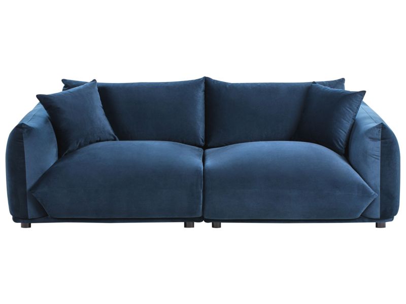 Sofa Luvos Welur Ciemnoniebieski dla 3 osób 1 szt.