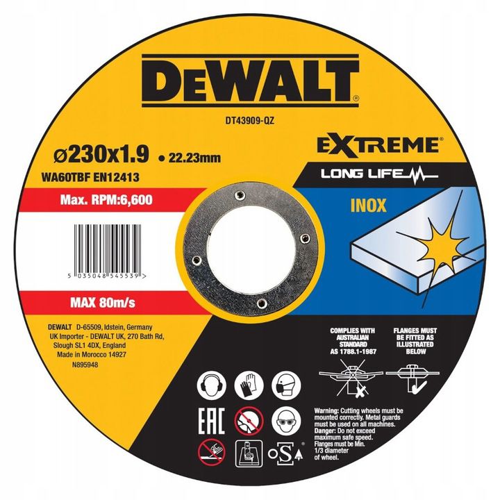 Tarcza Do Cięcia Metalu DeWalt 230X1.9mm Inox 1 szt.