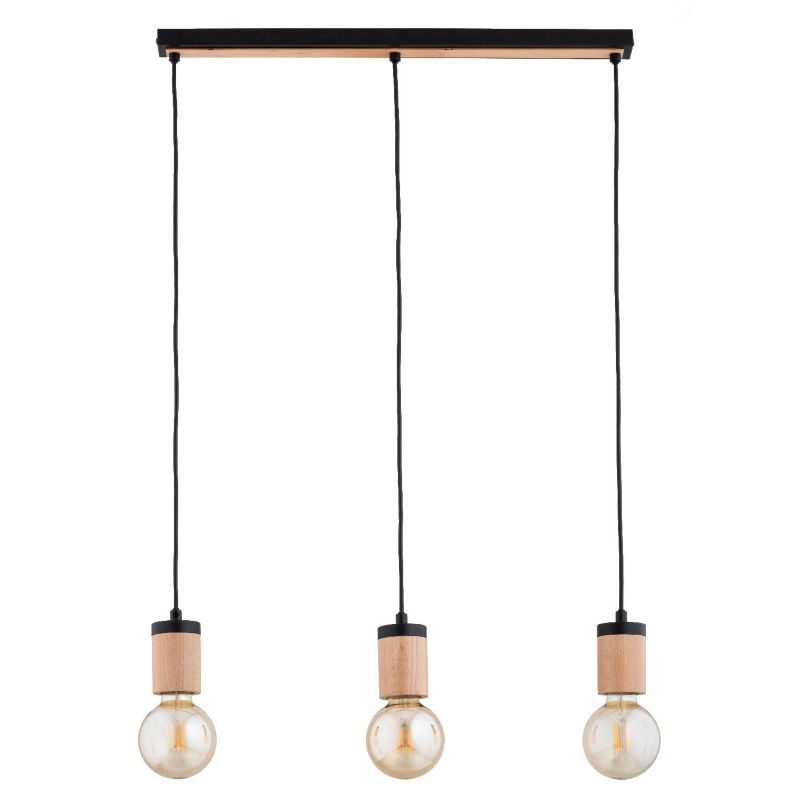 Lampa wisząca Alfa Safari 5136 jasne drewno-czarna nad stół 3xE27 x 15W 1 szt.
