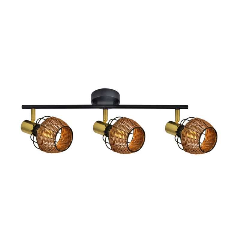 Lampa sufitowa wisząca Zuma Line Copa 7620 czarno-złota-rattan boho 3xE14 x 40W 1 szt.