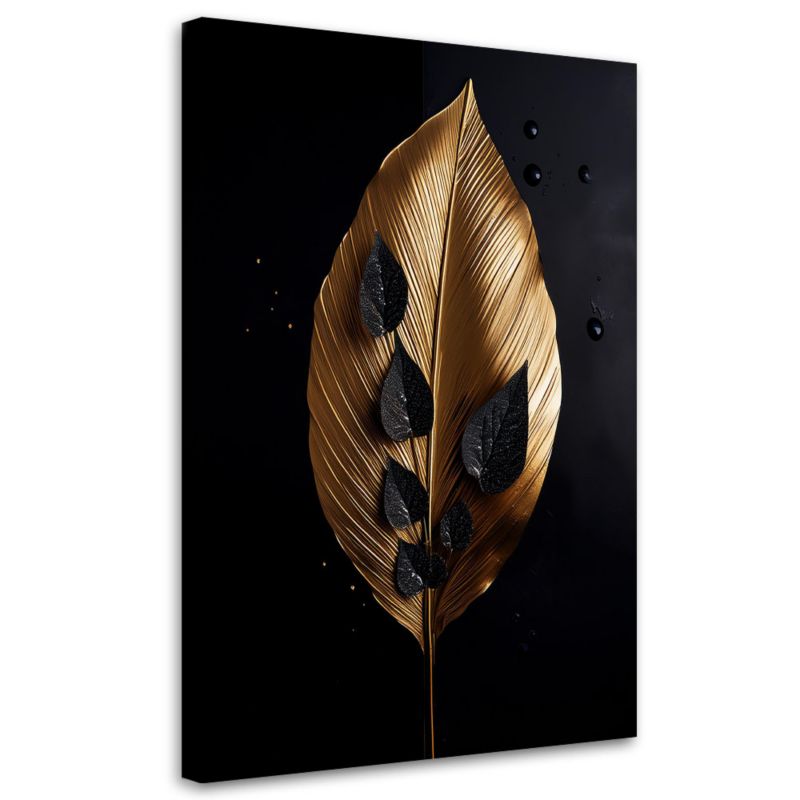 Obraz na płótnie Feeby Złoty Liść Glamour Loft 80x120cm 1szt