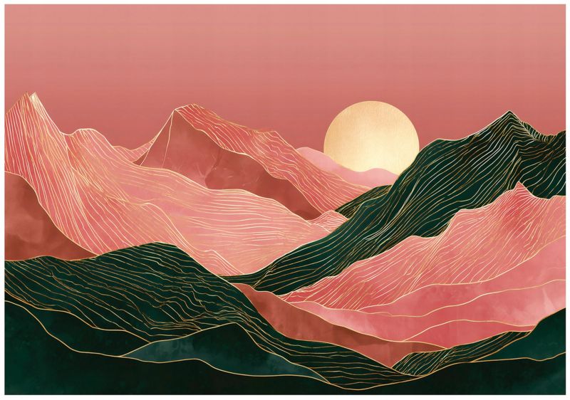 Fototapeta WALLARENA Do Sypialni Salonu Na Flizelinie Góry Art Deco Abstrakcja 400x280 cm 1 szt.