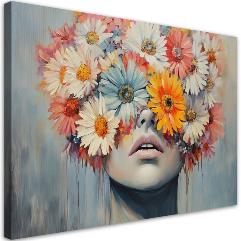 Obraz na płótnie Feeby Kobieta z kwiatami na głowie 120x80cm 1szt