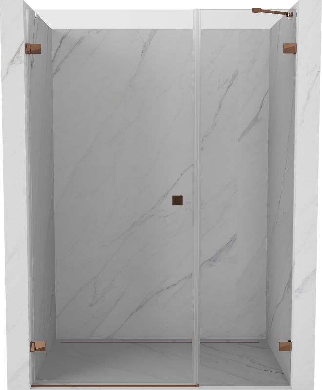 Drzwi prysznicowe uchylne Mexen Lunar-B różowe złoto 145x200 cm 1 szt.