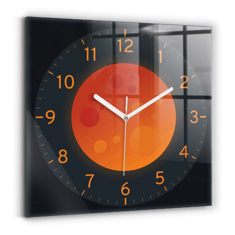 Zegar szklany białe wskazówki Wallfluent 30x30 cm Księżyc w pełni 1 szt.