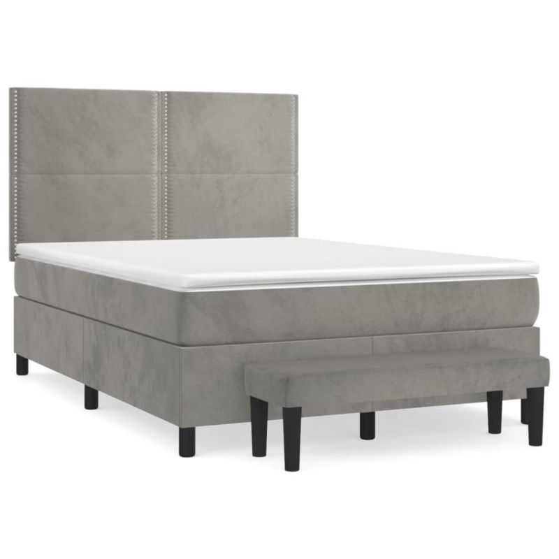 Łóżko kontynentalne WaszeMeble 140x190 cm jasnoszare WM-3137785 1 szt.
