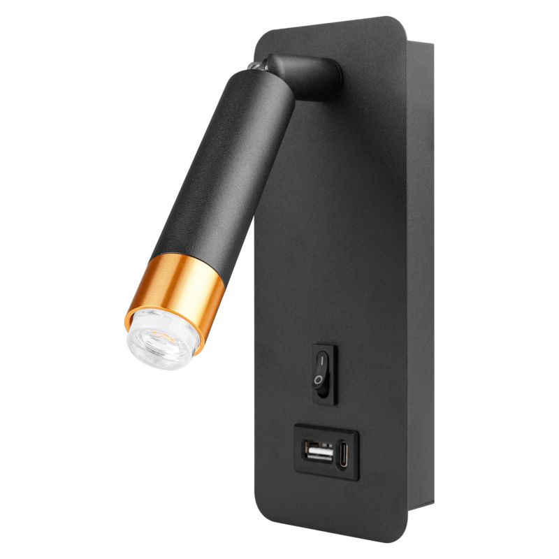 Kinkiet LED MasterLED Piero G9 IP20 z USB czarny złoty 1 szt.