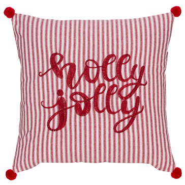 Poszewka świąteczna Holly Jolly z pomponami 45×45 cm BW
