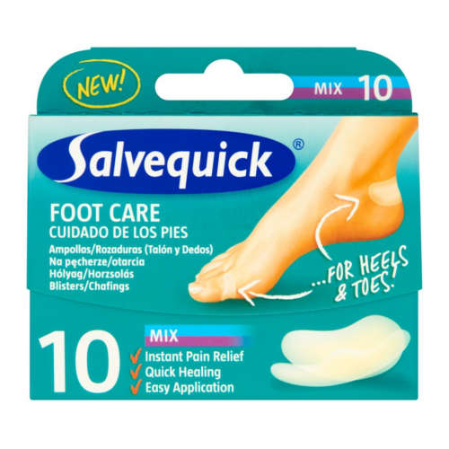 Salvequick foot care - plastry na pęcherze, otarcia, mix, 10 sztuk