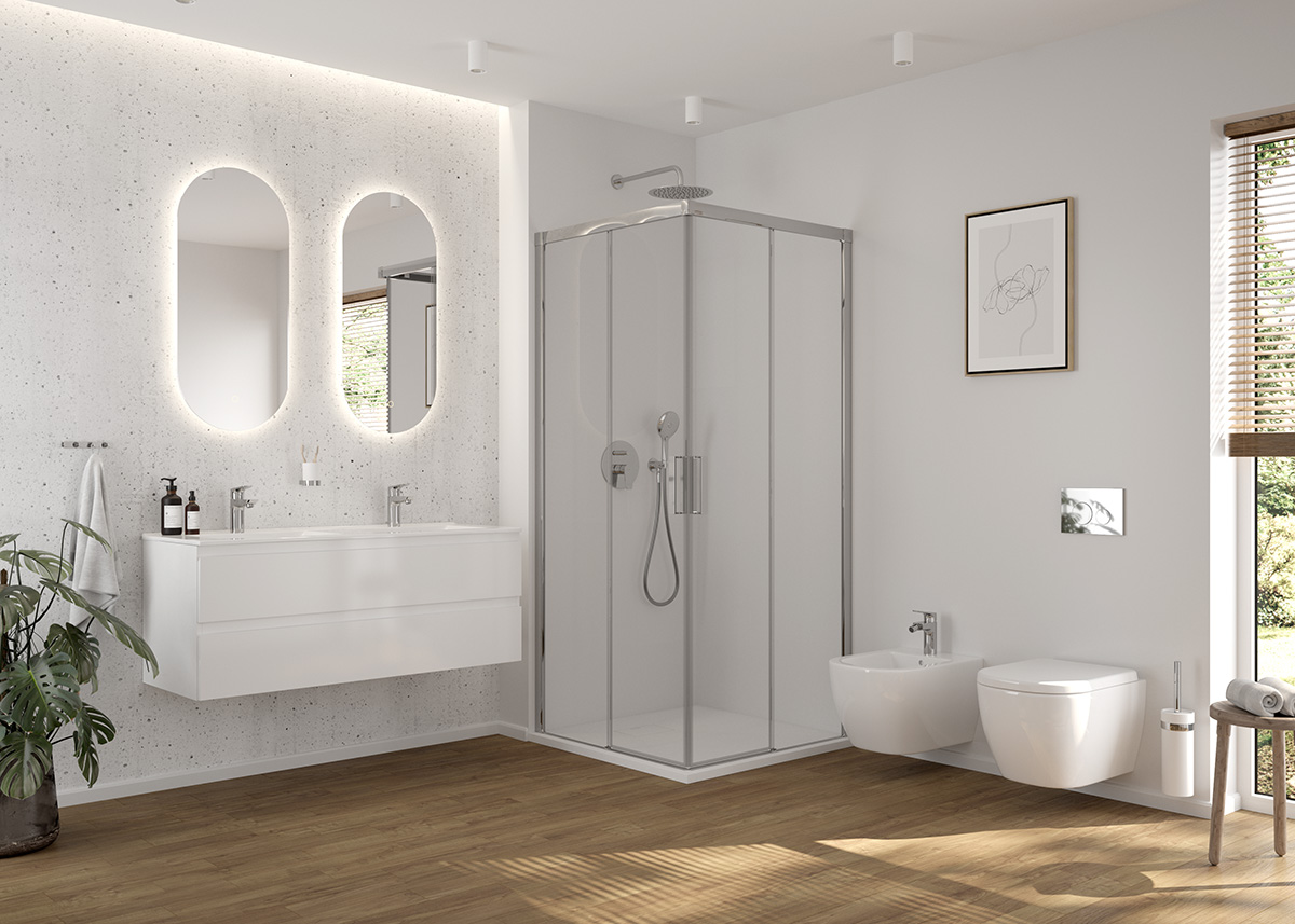 Oltens Bergytan brodzik 90x90 cm kwadratowy RockSurface biały 17101000 - Wysyłka w 24h