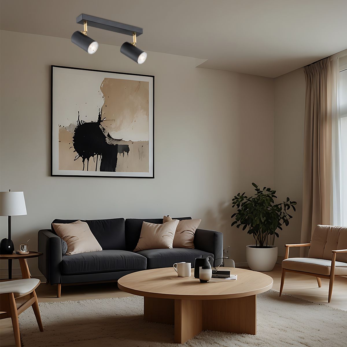 Argon Lagos lampa podsufitowa 2x5W czarny/mosiądz 891