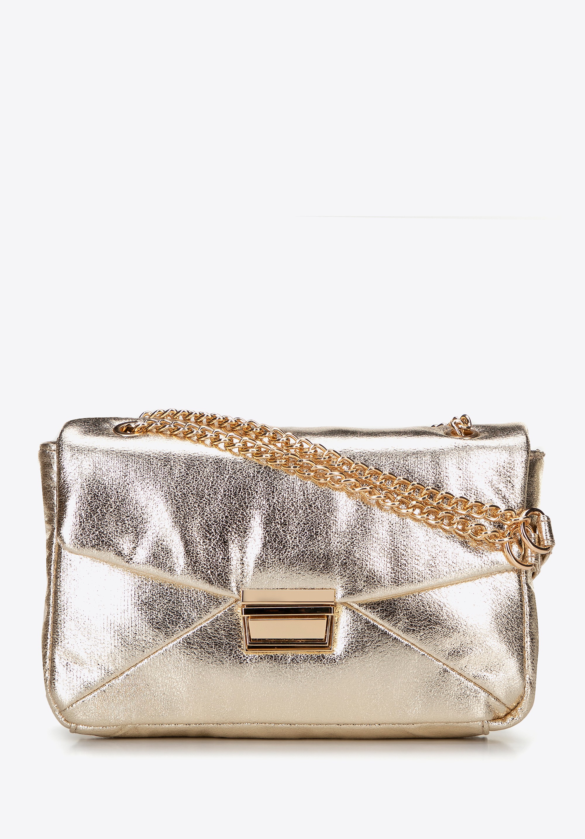 Damska crossbody z połyskującej ekoskóry złota