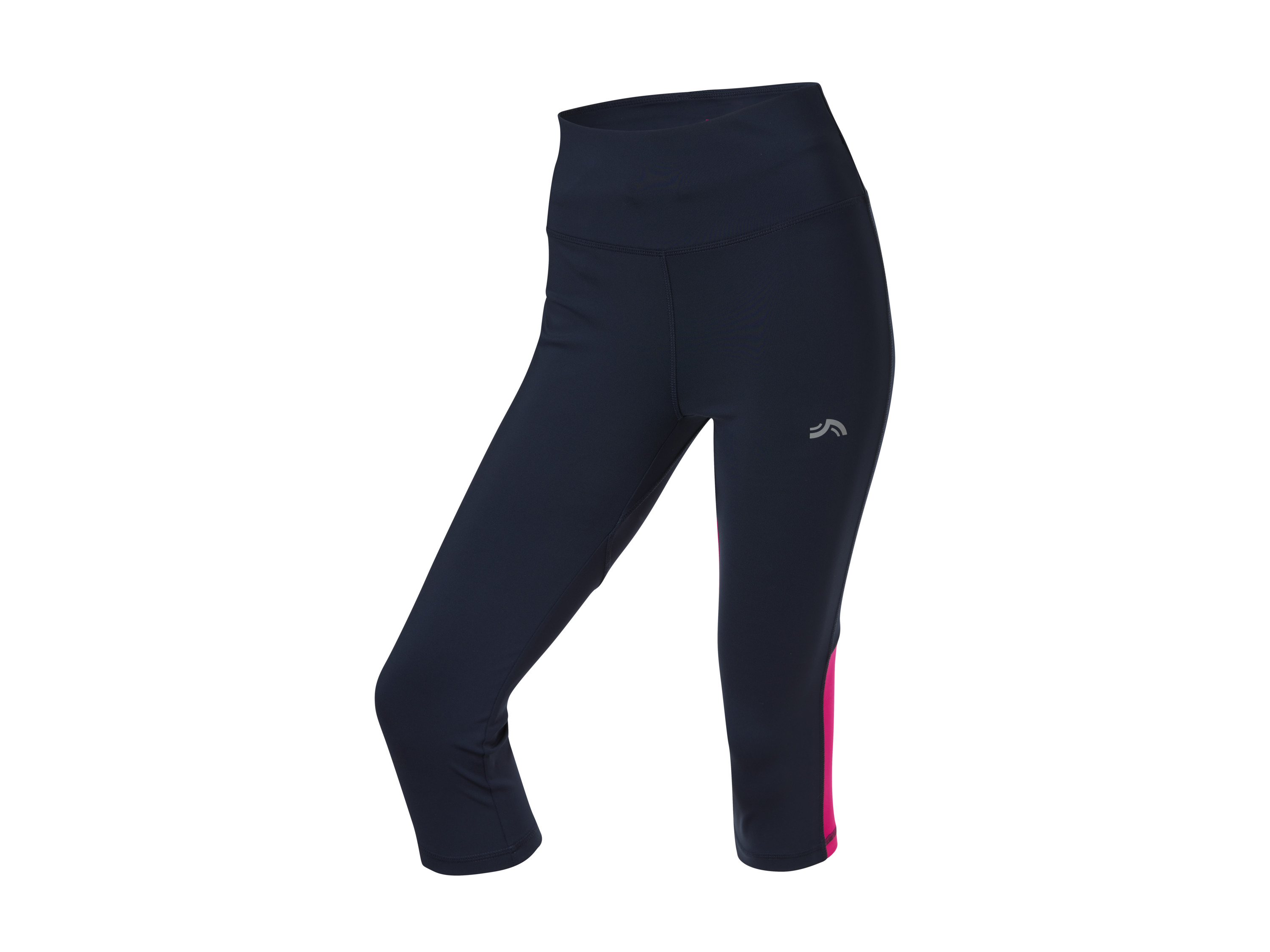 CRIVIT Legginsy capri damskie do biegania, szybkoschnące, z kieszonką na telefon, granatowy, L(44/46)